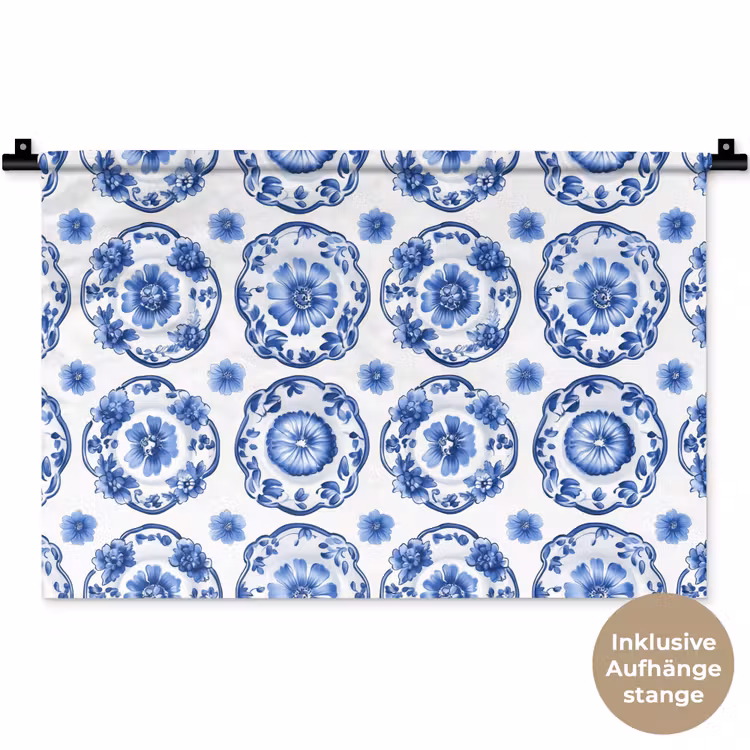Sierborden - Bloemen - Blauw Wandkleed katoen klein 269 -t3d_DE