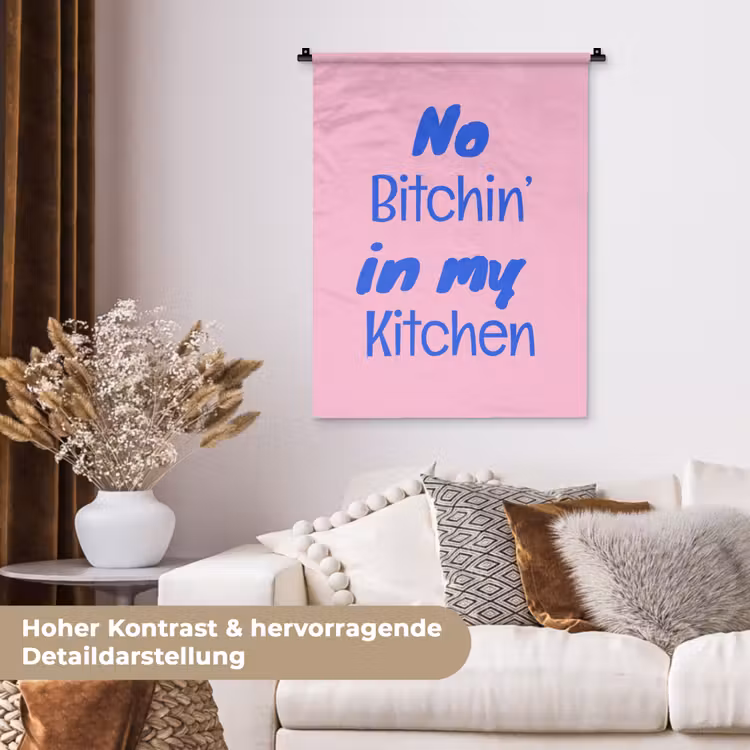 Quote - Blauw - Lettertype - Keuken Wandkleed katoen klein -tsfeer1_DE