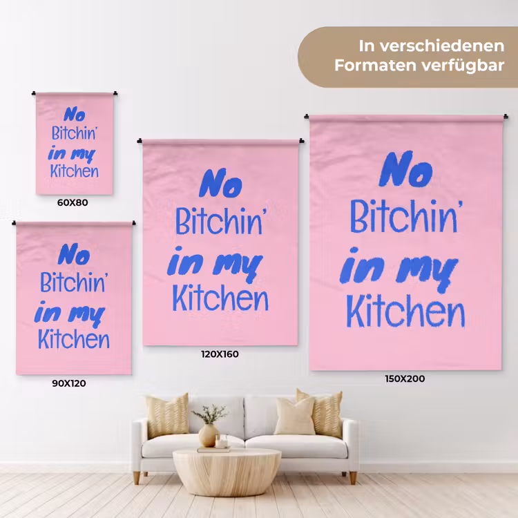 Quote - Blauw - Lettertype - Keuken Wandkleed katoen klein -tsfeer8_DE