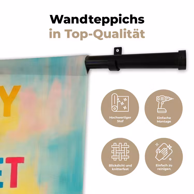 Quote - Lucky - Regenboogkleuren Wandkleed katoen klein -tsfeer2_DE