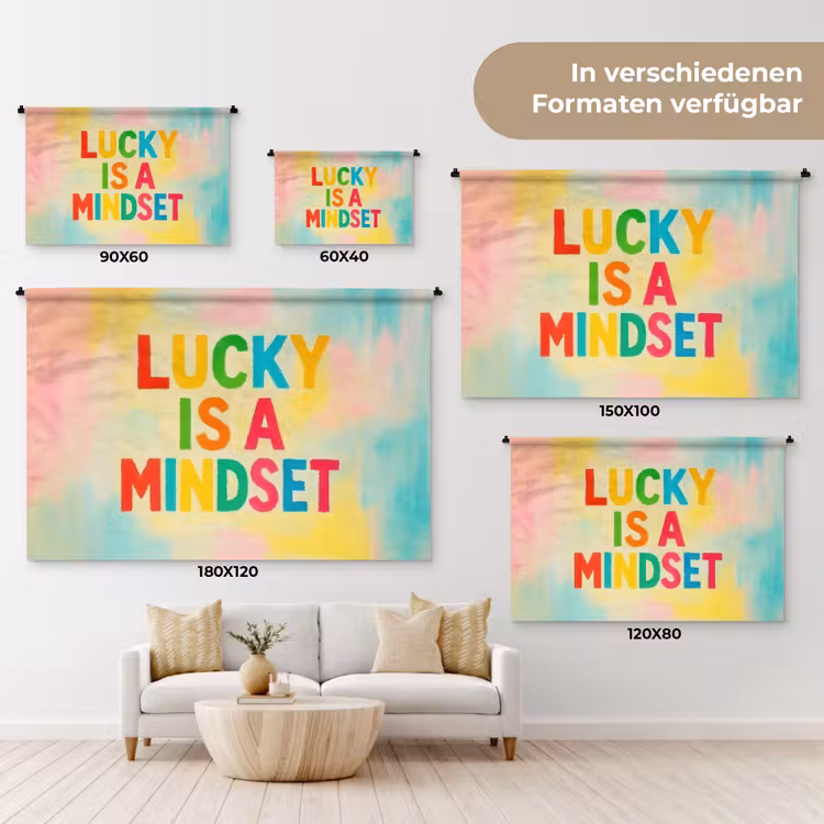 Quote - Lucky - Regenboogkleuren Wandkleed katoen klein -tsfeer8_DE