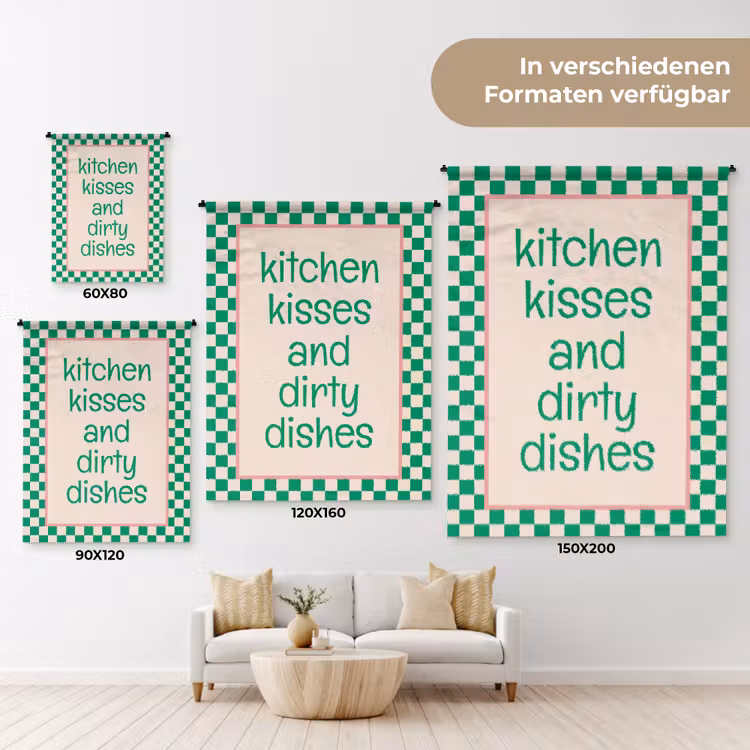 Quote - Groen - Geblokt - Keuken Wandkleed katoen klein -tsfeer8_DE
