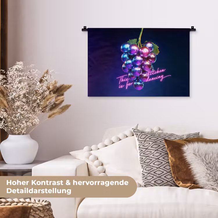 Quote - Neon - Disco - Druiven Wandkleed katoen klein -tsfeer1_DE
