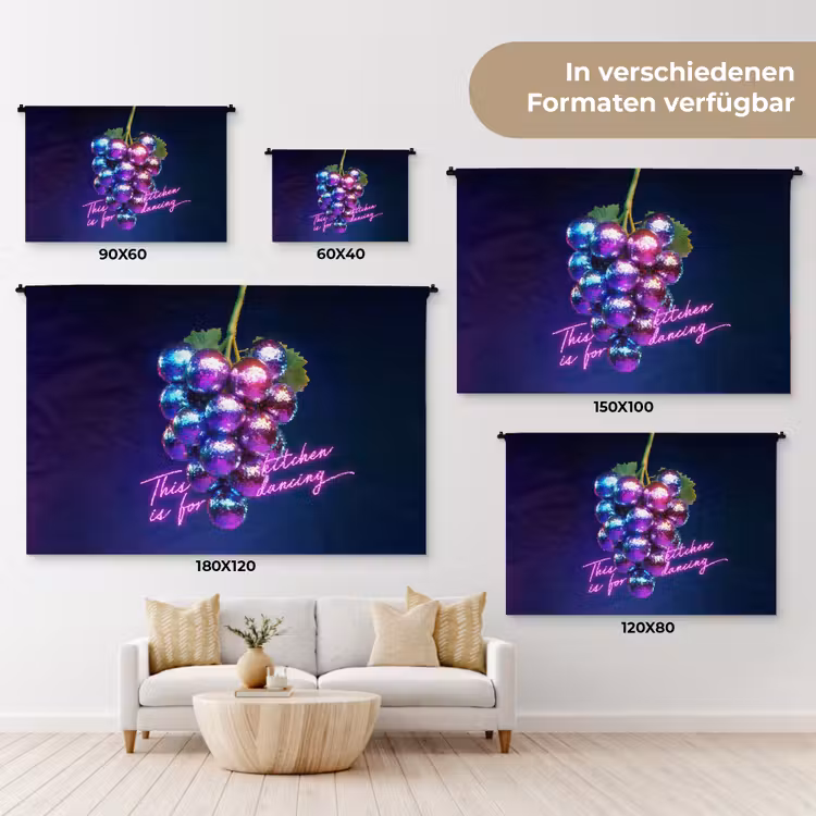 Quote - Neon - Disco - Druiven Wandkleed katoen klein -tsfeer8_DE