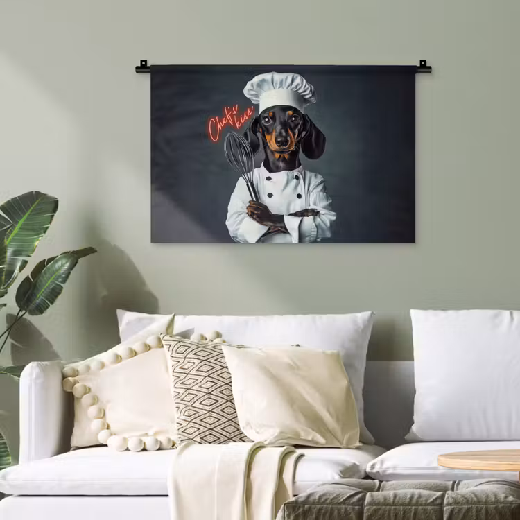 Quote - Neon - Hond - Kokskleding Wandkleed katoen klein -sfeer7