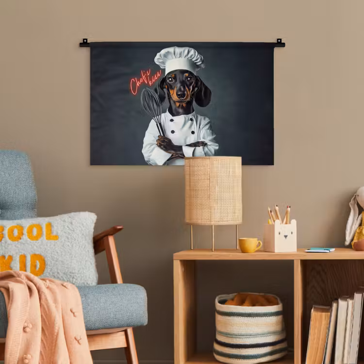 Quote - Neon - Hond - Kokskleding Wandkleed katoen klein -wsfeer4_kind