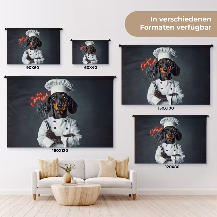 Quote - Neon - Hond - Kokskleding Wandkleed katoen klein -tsfeer8_DE