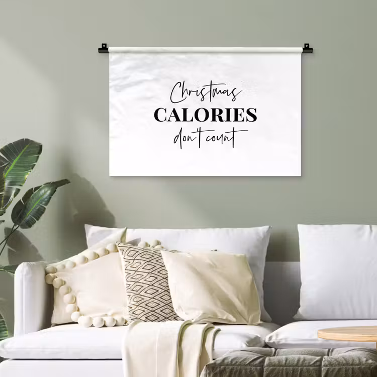 Kerst quote - Winter - Christmas calories - Wit Wandkleed katoen klein -sfeer7