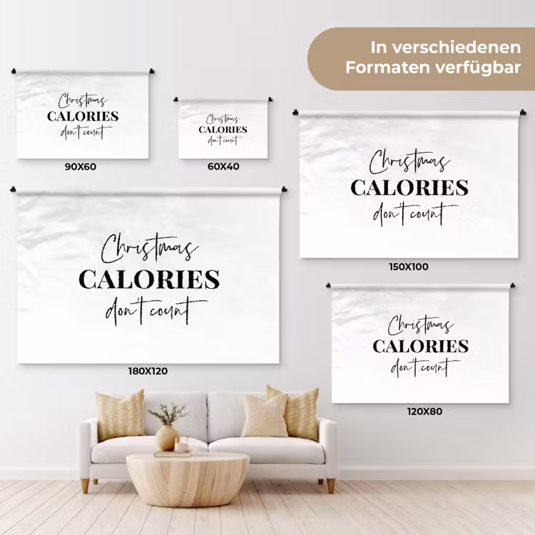 Kerst quote - Winter - Christmas calories - Wit Wandkleed katoen klein -tsfeer8_DE