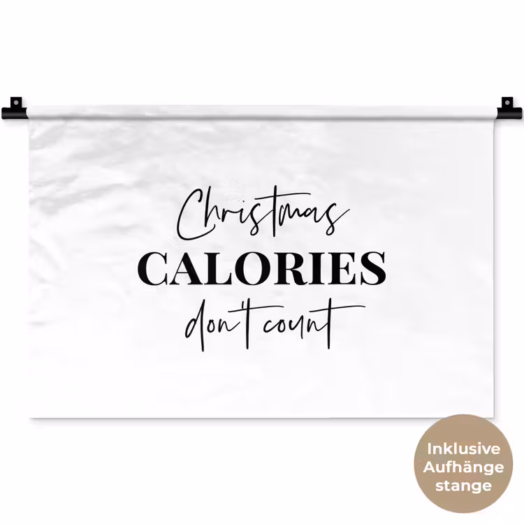 Kerst quote - Winter - Christmas calories - Wit Wandkleed katoen klein -t3d_DE