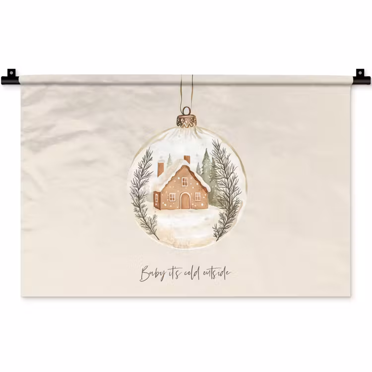 Quote - Winter - Kerst - Beige - Kerstbal Wandkleed katoen klein -zz3d