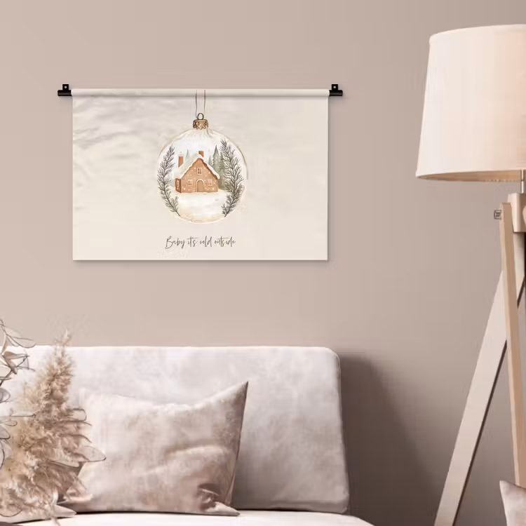 Quote - Winter - Kerst - Beige - Kerstbal Wandkleed katoen klein -sfeer4