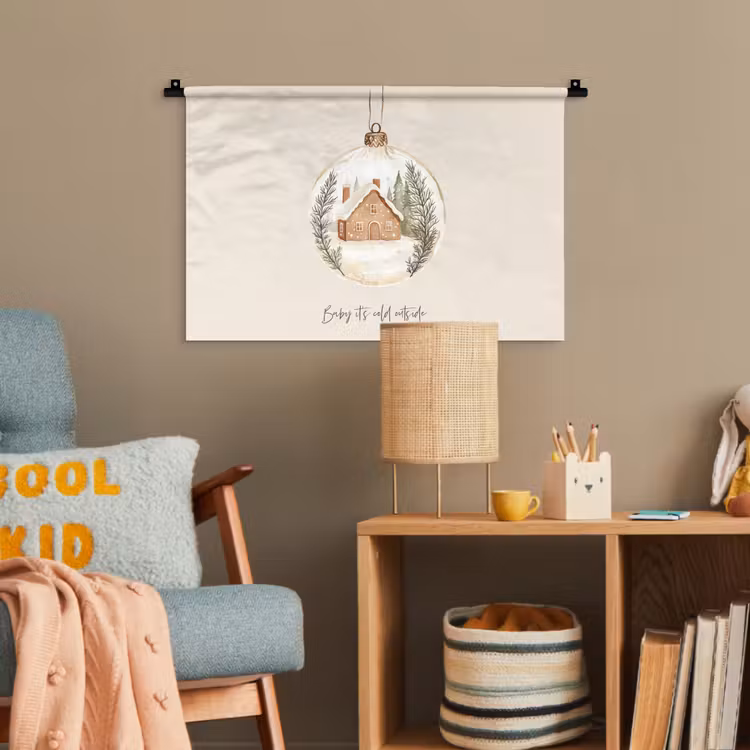 Quote - Winter - Kerst - Beige - Kerstbal Wandkleed katoen klein -wsfeer4_kind