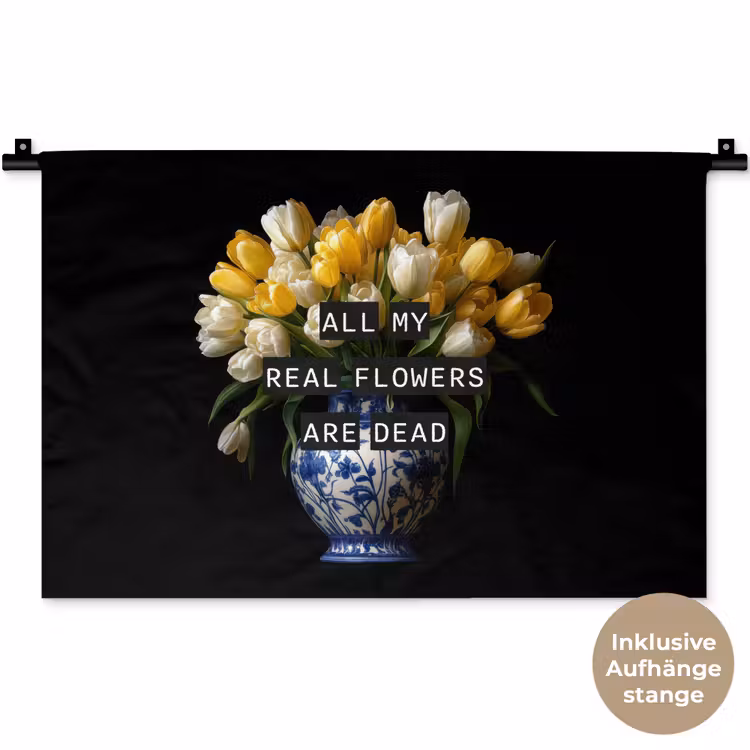 Quotes - Bloem - Tulp - Geel Wandkleed katoen klein -t3d_DE