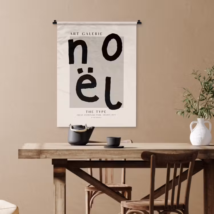 Quotes - Noël - Zwart - Beige - Kerst Wandkleed katoen klein -sfeer6