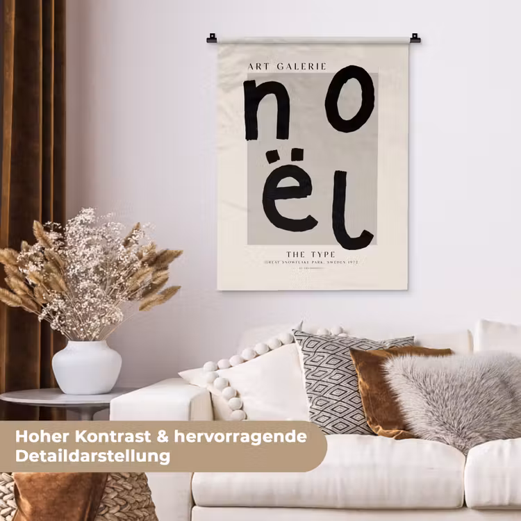 Quotes - Noël - Zwart - Beige - Kerst Wandkleed katoen klein -tsfeer1_DE