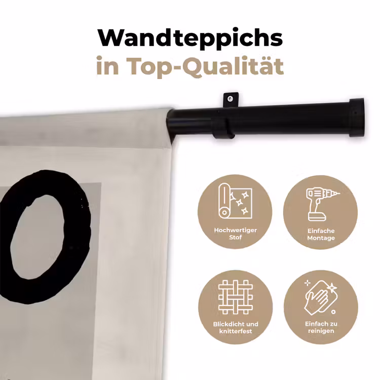 Quotes - Noël - Zwart - Beige - Kerst Wandkleed katoen klein -tsfeer2_DE