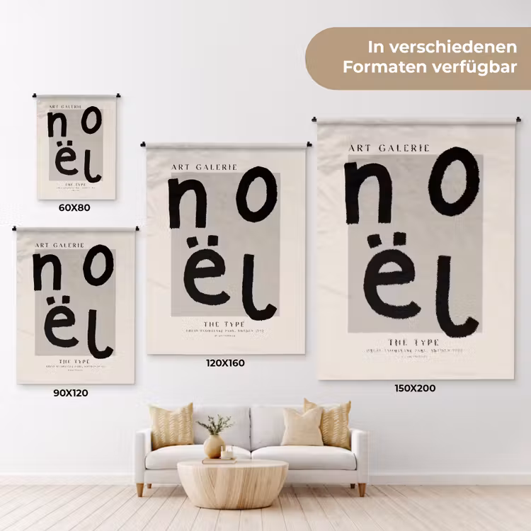 Quotes - Noël - Zwart - Beige - Kerst Wandkleed katoen klein -tsfeer8_DE
