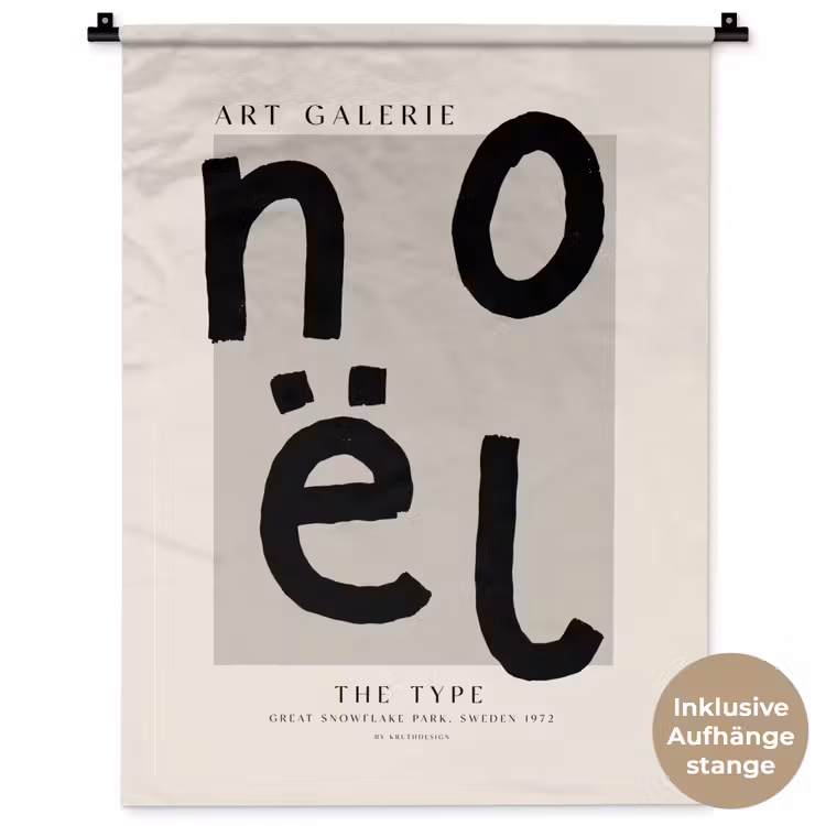 Quotes - Noël - Zwart - Beige - Kerst Wandkleed katoen klein -t3d_DE