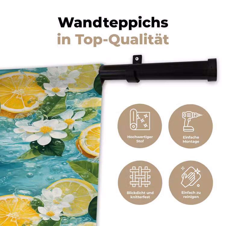 Citroen - Bloemen - Bruisend - Water Wandkleed katoen klein 269 -tsfeer2_DE