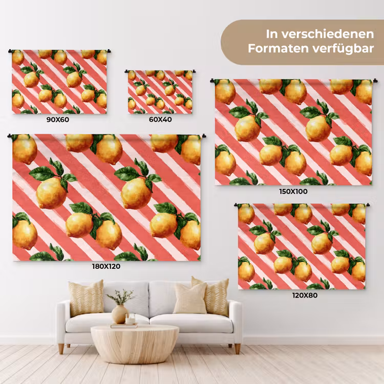 Citroen - Geïllustreerd - Oranje Wandkleed katoen klein 269 -tsfeer8_DE