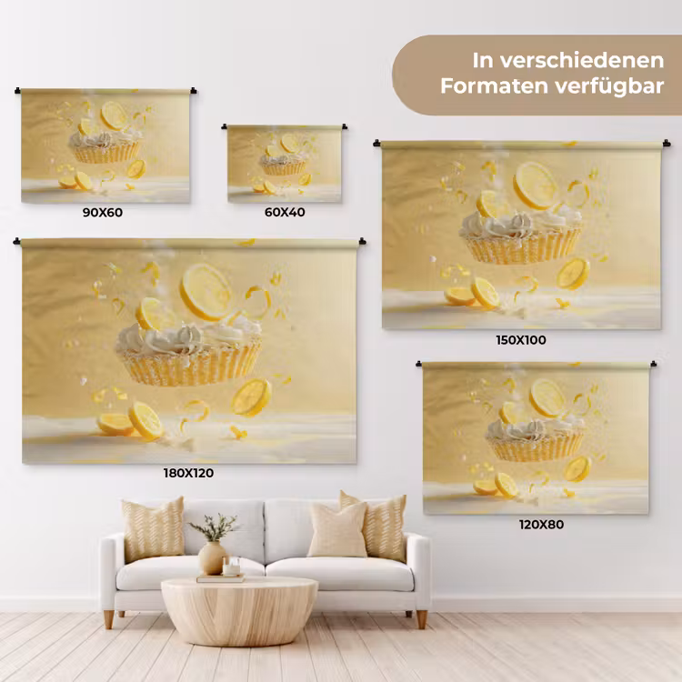 Citroen - Taart - Eten - Geel Wandkleed katoen klein -tsfeer8_DE
