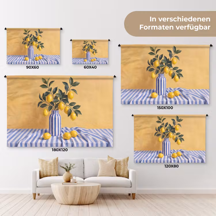 Wandteppich - Zitrone – Stillleben – Modern - Citroen - Stilleven - Modern Wandkleed katoen klein