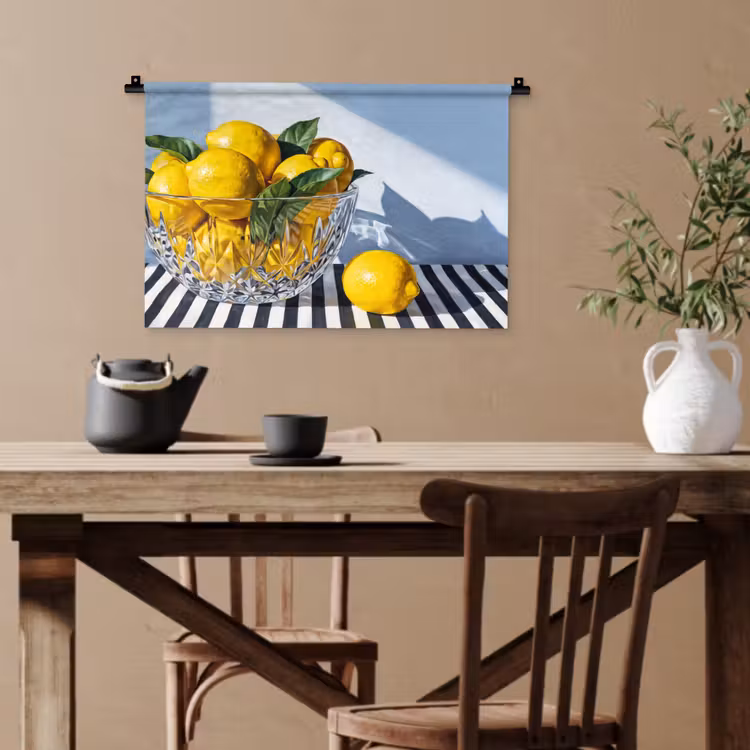 Wandteppich - Zitronen – Obst – Gelb - Citroenen - Fruit - Geel Wandkleed katoen klein