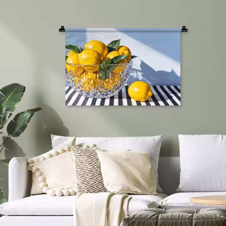 Wandteppich - Zitronen – Obst – Gelb - Citroenen - Fruit - Geel Wandkleed katoen klein
