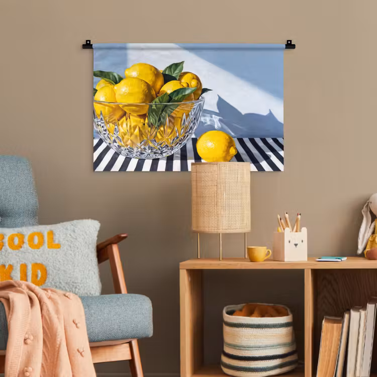 Wandteppich - Zitronen – Obst – Gelb - Citroenen - Fruit - Geel Wandkleed katoen klein