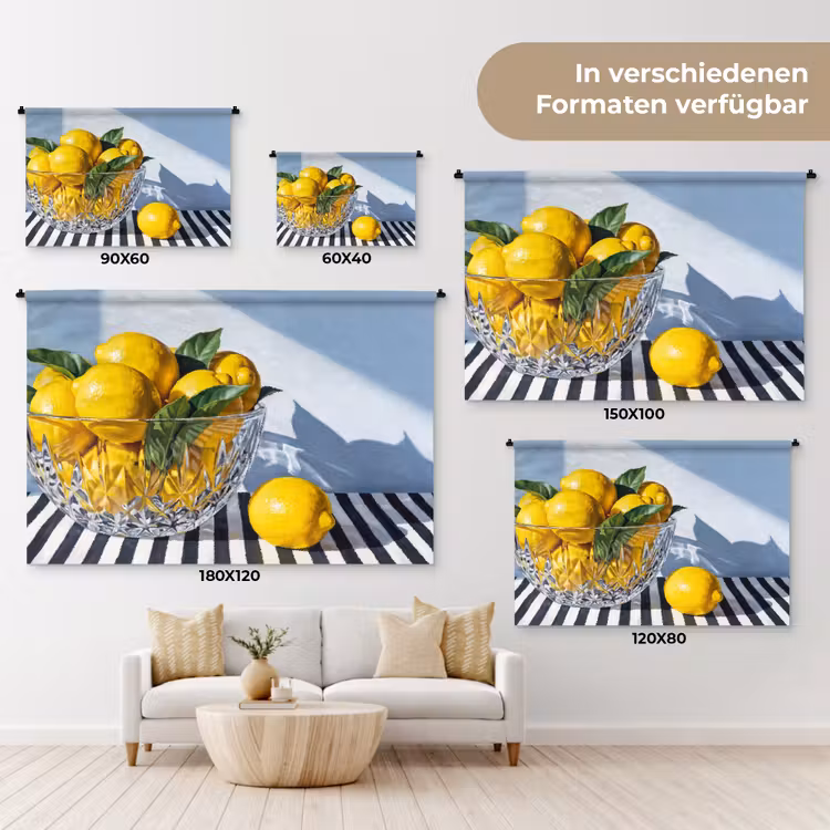 Wandteppich - Zitronen – Obst – Gelb - Citroenen - Fruit - Geel Wandkleed katoen klein