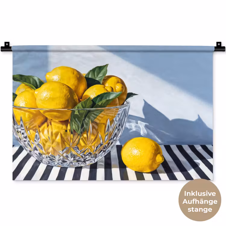 Wandteppich - Zitronen – Obst – Gelb - Citroenen - Fruit - Geel Wandkleed katoen klein