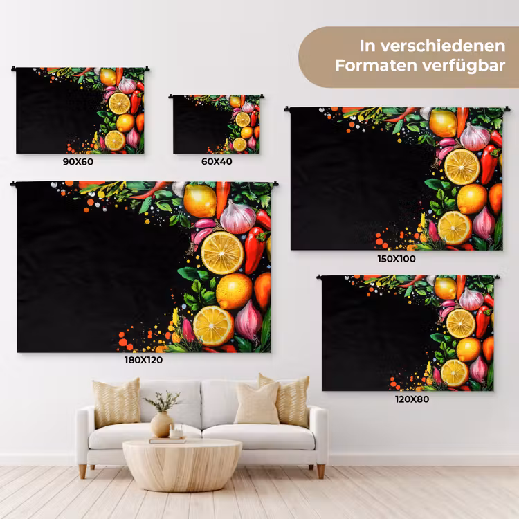 Citroenen - Peper - Kruiden - Graffiti - Verf - Abstract Wandkleed katoen klein -tsfeer8_DE