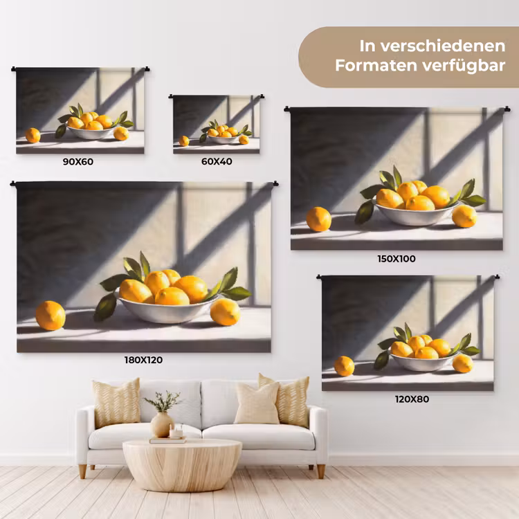Citroenen - Stilleven - Geel Wandkleed katoen klein -tsfeer8_DE
