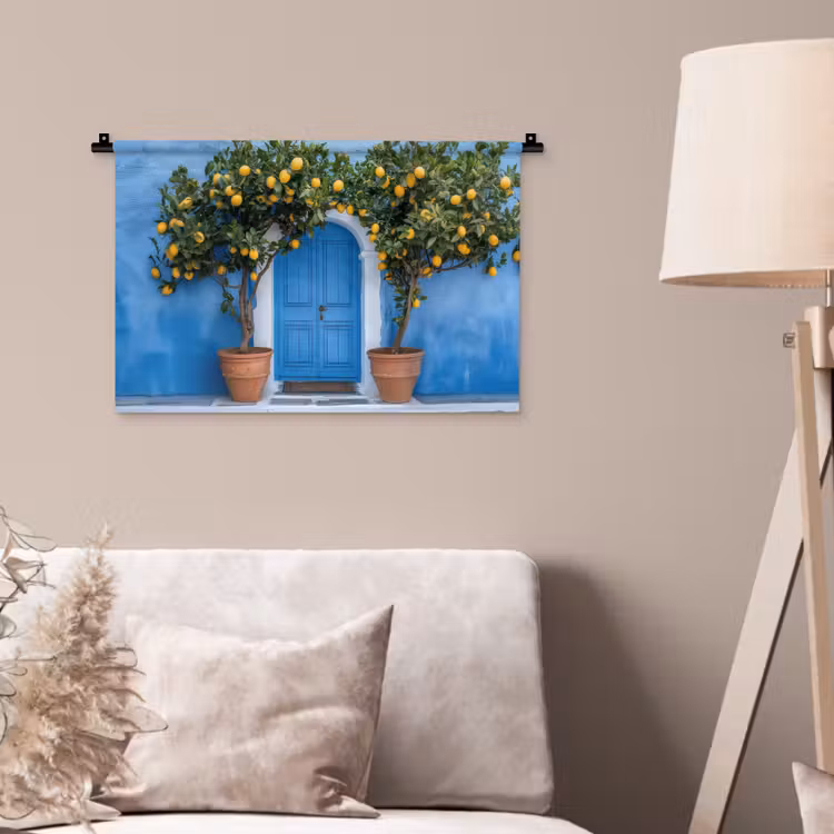 Citroenbomen - Geel - Deur - Potten Wandkleed katoen klein -sfeer4
