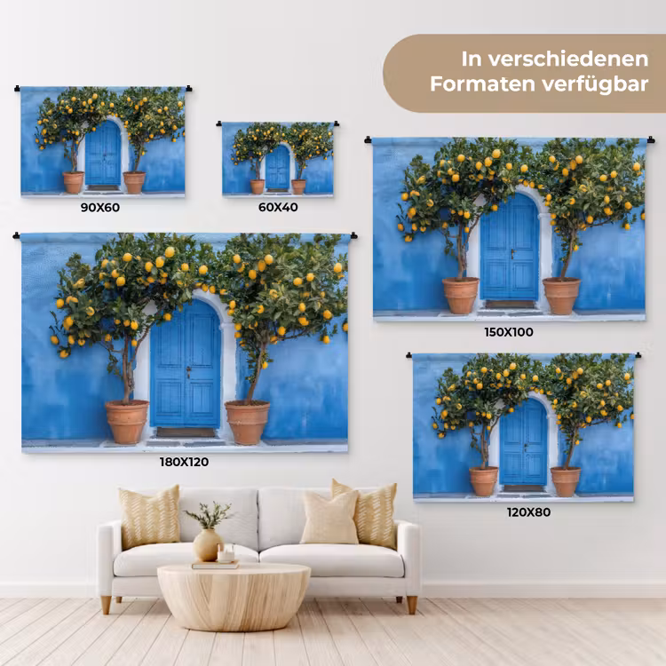 Citroenbomen - Geel - Deur - Potten Wandkleed katoen klein -tsfeer8_DE