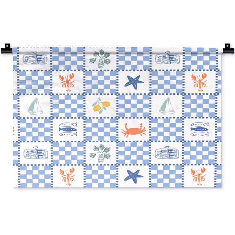 Zee - Sfeer- Mozaïek - Blauw Wandkleed katoen klein 269 -zz3d