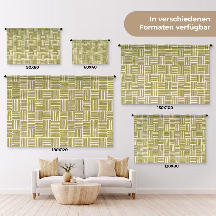 Vlecht - Patroon - Groen Wandkleed katoen klein 269 -tsfeer8_DE