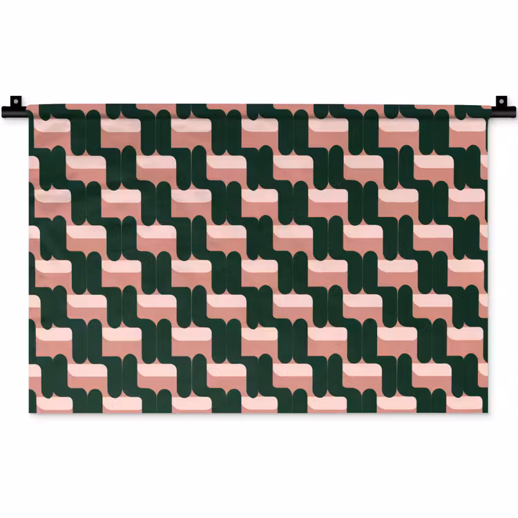 Vlechtpatroon - Groen - Roze - Geometrisch Wandkleed katoen klein 269 -zz3d