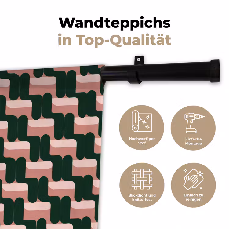 Vlechtpatroon - Groen - Roze - Geometrisch Wandkleed katoen klein 269 -tsfeer2_DE