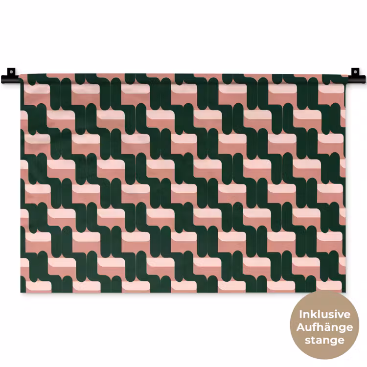 Vlechtpatroon - Groen - Roze - Geometrisch Wandkleed katoen klein 269 -t3d_DE