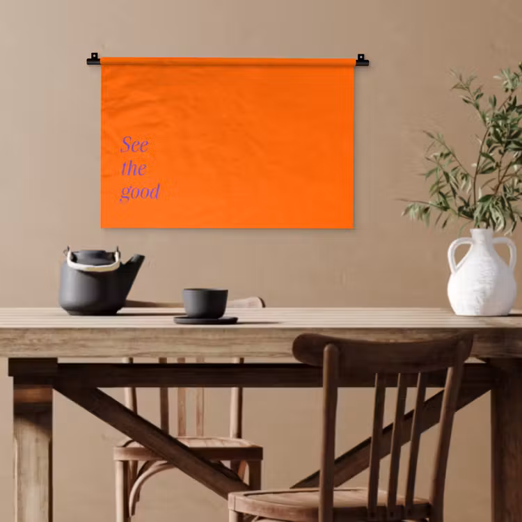 See te good - Paars - Oranje Wandkleed katoen klein -sfeer6
