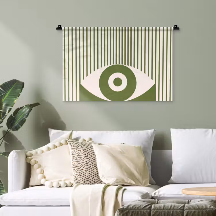 Abstract - Oog - Strepen - Modern - Groen Wandkleed katoen klein -sfeer7