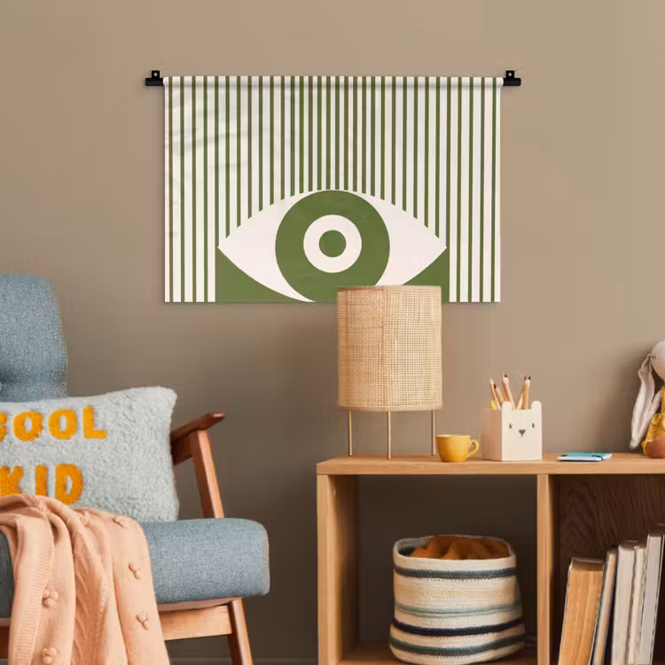 Abstract - Oog - Strepen - Modern - Groen Wandkleed katoen klein -wsfeer4_kind
