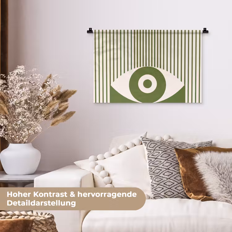 Abstract - Oog - Strepen - Modern - Groen Wandkleed katoen klein -tsfeer1_DE
