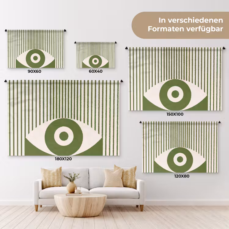 Abstract - Oog - Strepen - Modern - Groen Wandkleed katoen klein -tsfeer8_DE