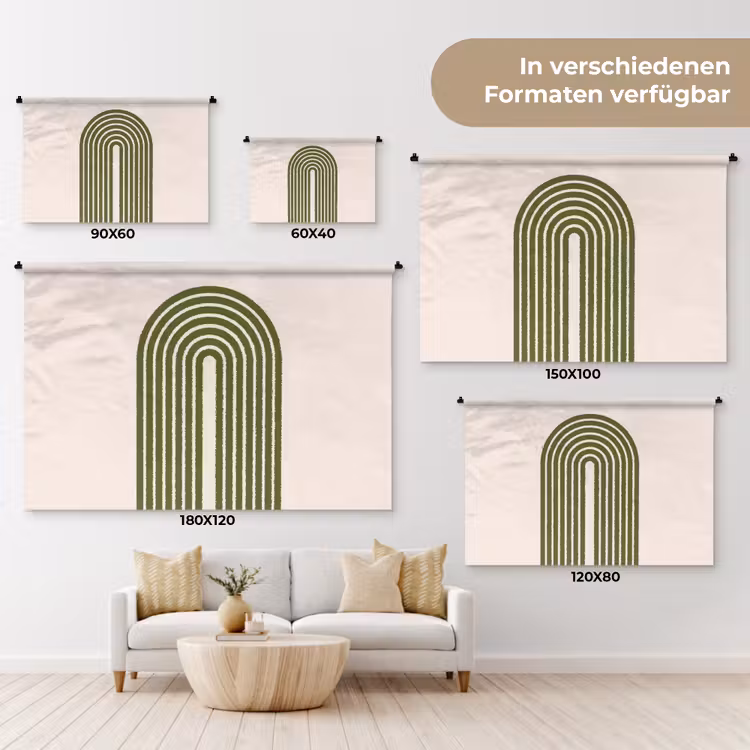 Abstract - Bogen - Modern - Groen - Kunst Wandkleed katoen klein -tsfeer8_DE
