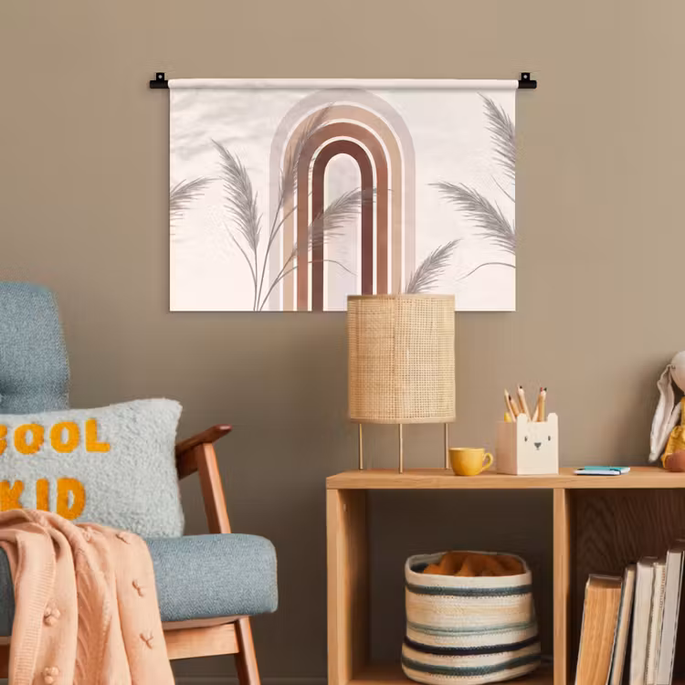 Abstract - Bogen - Plant - Boho - Beige Wandkleed katoen klein -wsfeer4_kind