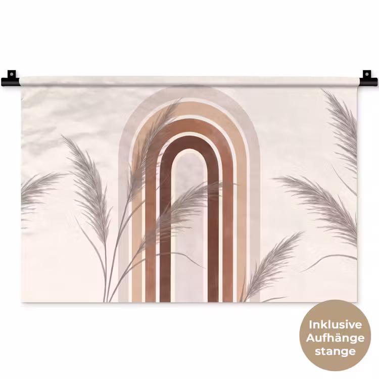 Abstract - Bogen - Plant - Boho - Beige Wandkleed katoen klein -t3d_DE