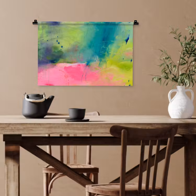 Abstract - Kleuren - Modern - Groen - Roze Wandkleed katoen klein -sfeer6